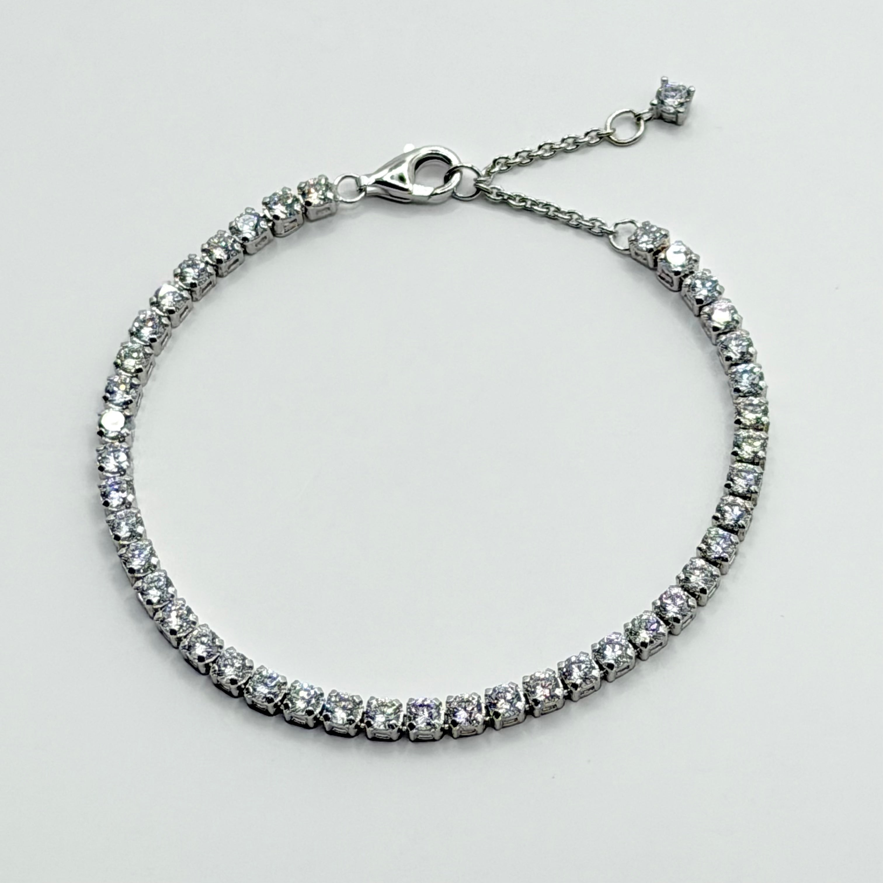 Sterling Silver Tennis Bracelet with Adjustable Extension