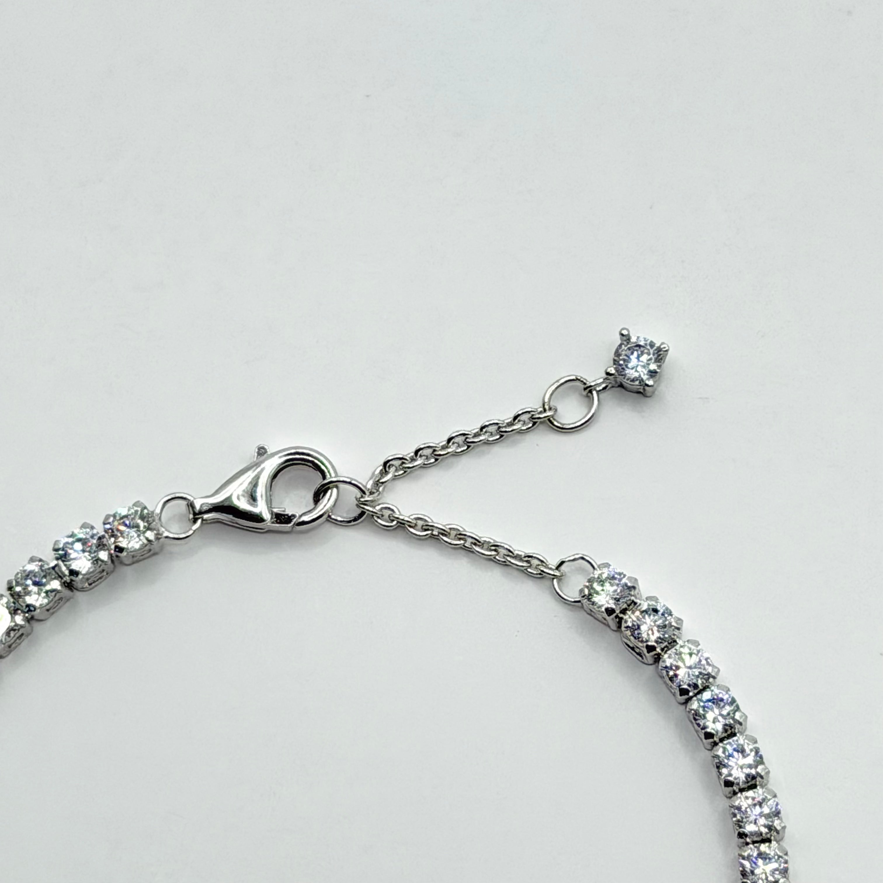 Sterling Silver Tennis Bracelet with Adjustable Extension