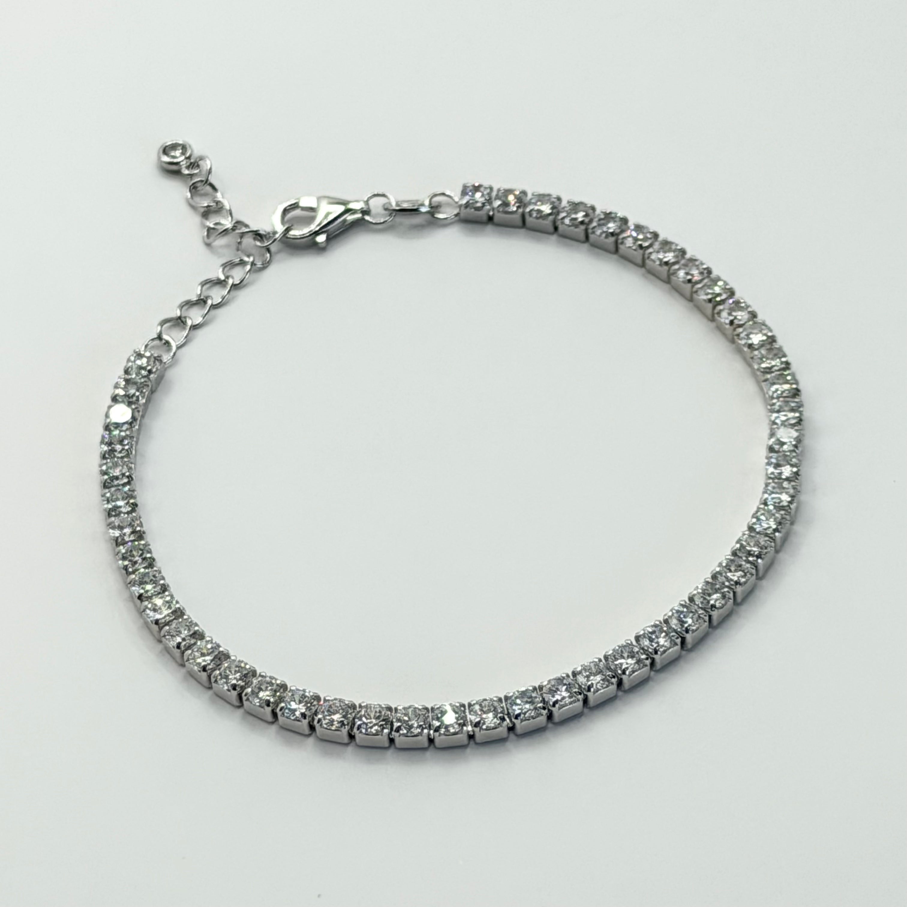 Sparkling Sterling Silver Tennis Bracelet with Adjustable Extension