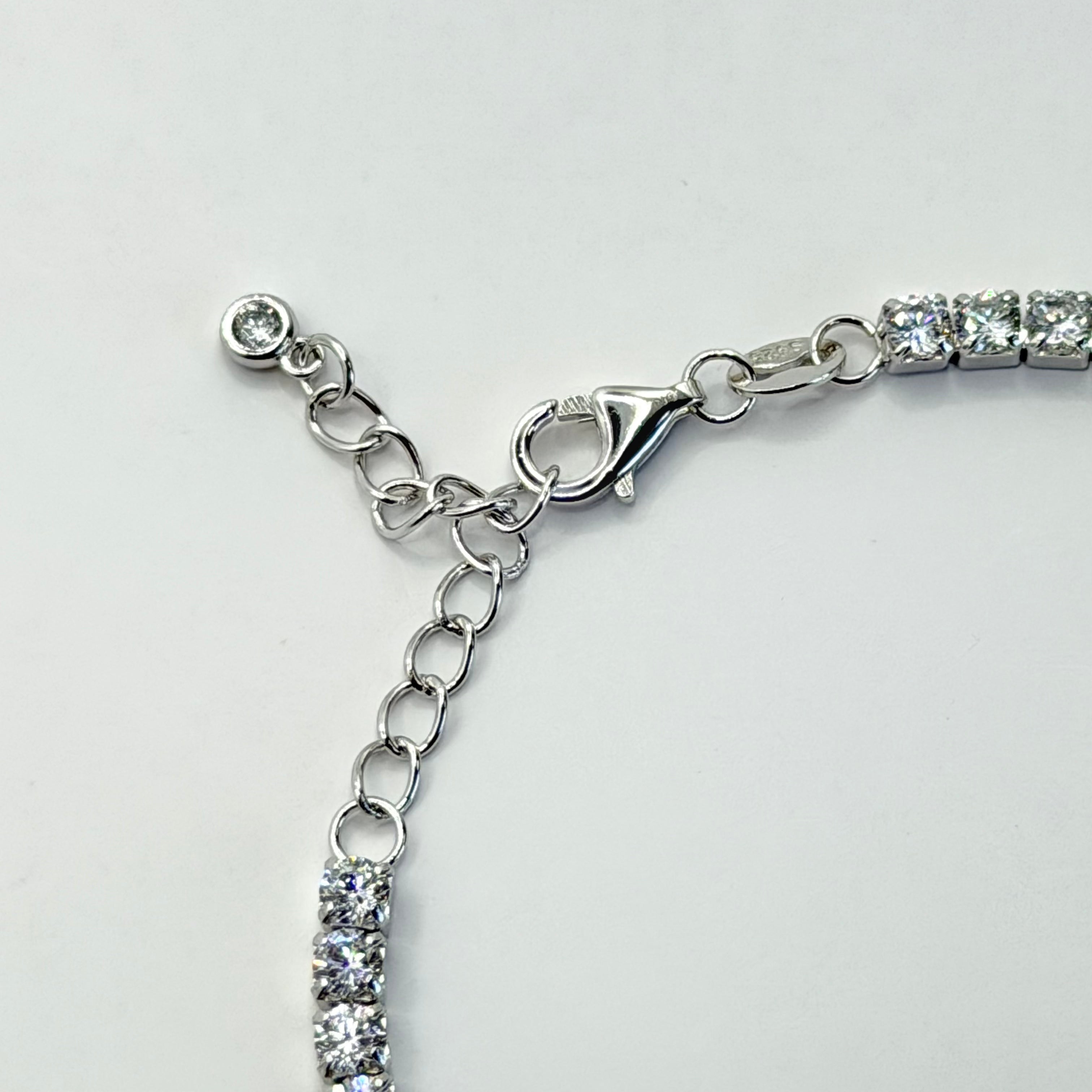 Sparkling Sterling Silver Tennis Bracelet with Adjustable Extension
