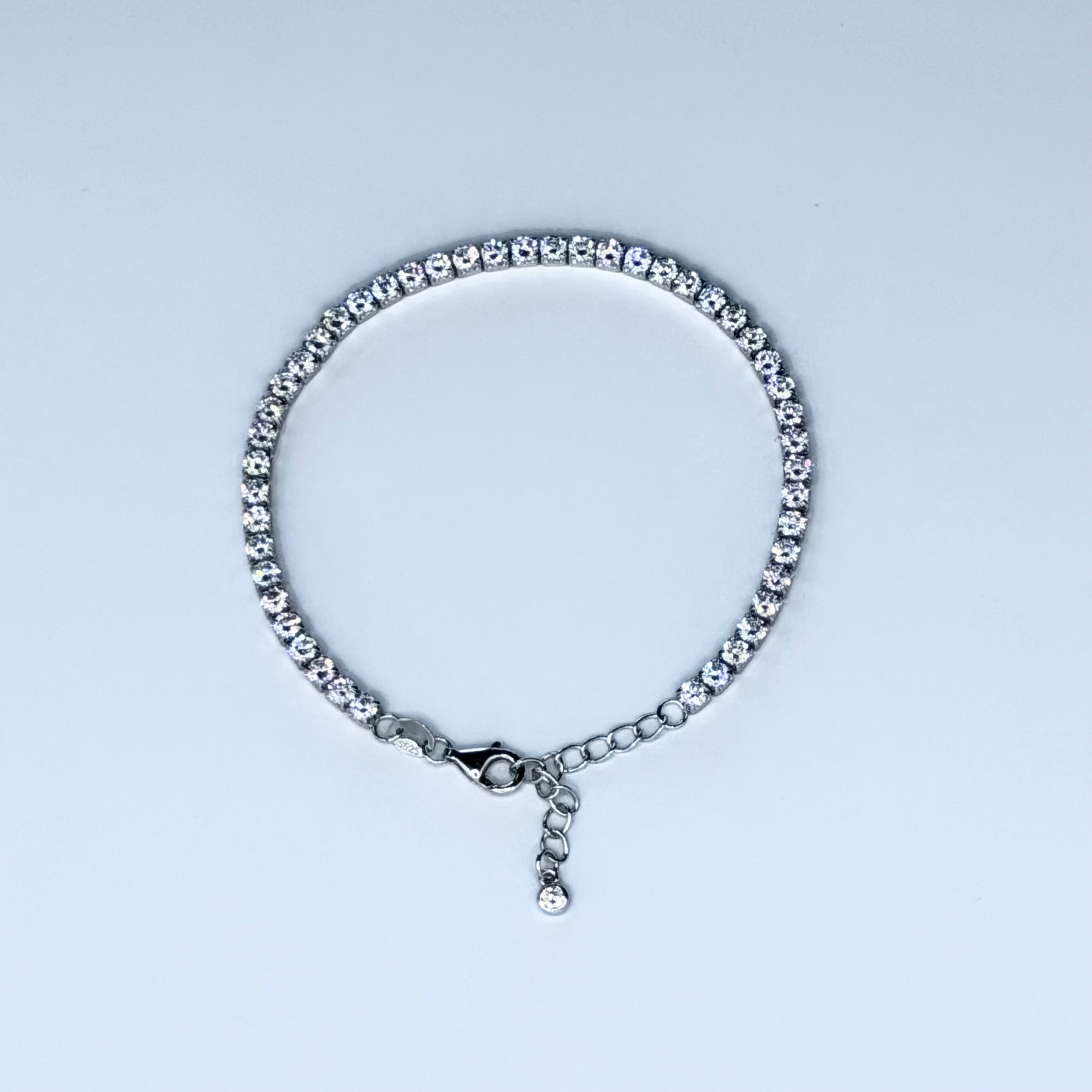 Sparkling Sterling Silver Tennis Bracelet with Adjustable Extension