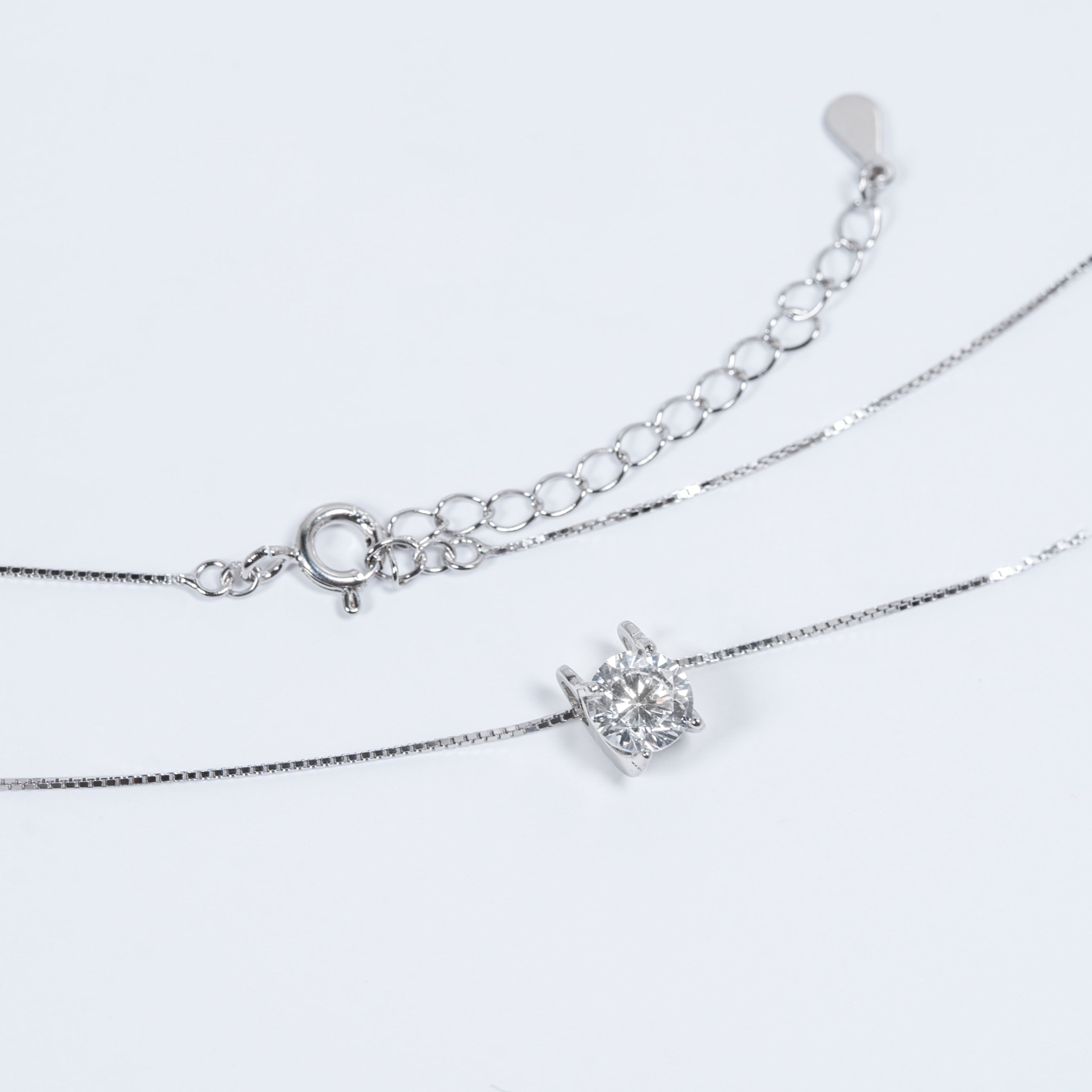 Classic Beautiful Pendant Necklace in Sterling Silver and Cubic Zirconia