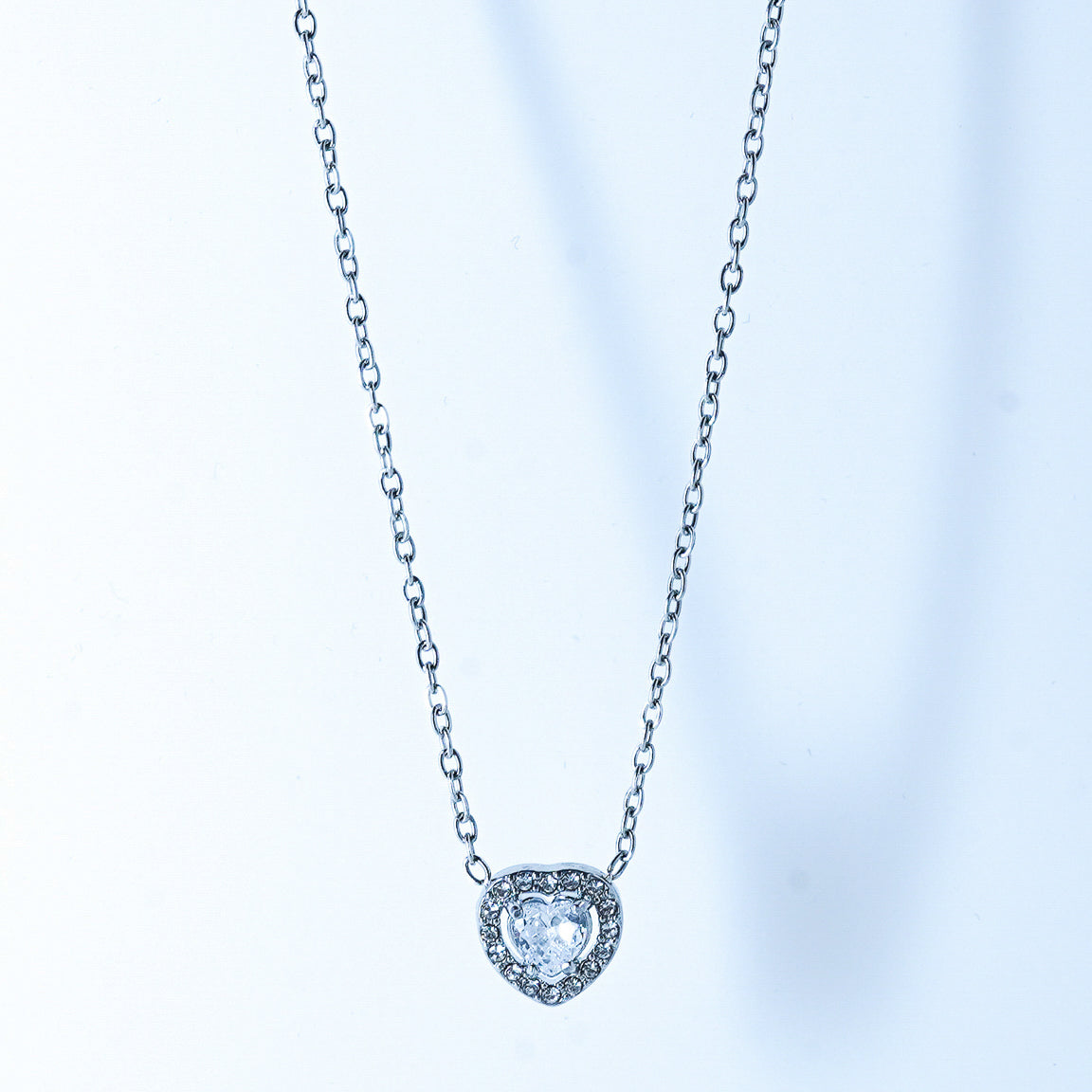 Heart Accent Zirconia Pendant Necklace & Earrings Set