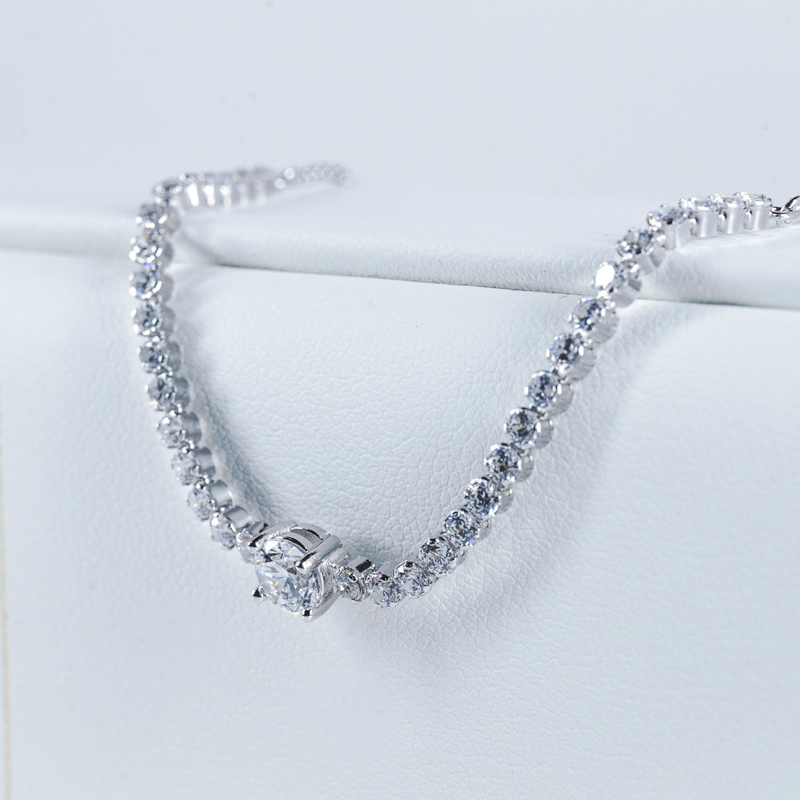 Elegant Sterling Silver Tennis Bracelet | Zirconia | with Adjustable Sliding Clasp