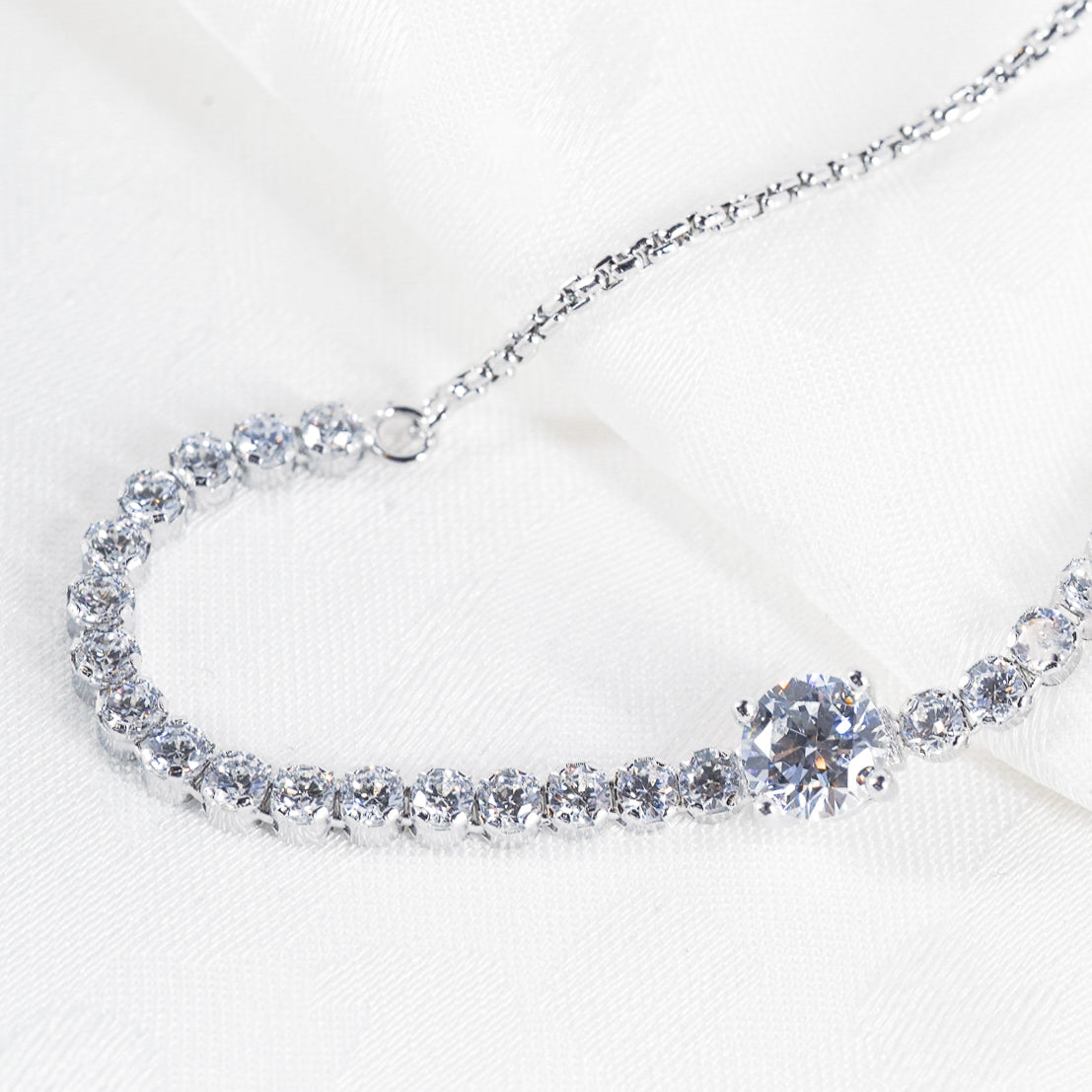 Elegant Sterling Silver Tennis Bracelet | Zirconia | with Adjustable Sliding Clasp