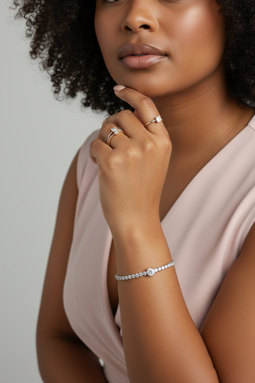 Elegant Sterling Silver Tennis Bracelet | Zirconia | with Adjustable Sliding Clasp