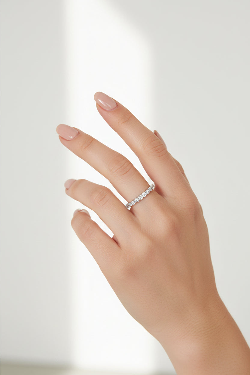 Sparkling Row Ring in Sterling Silver