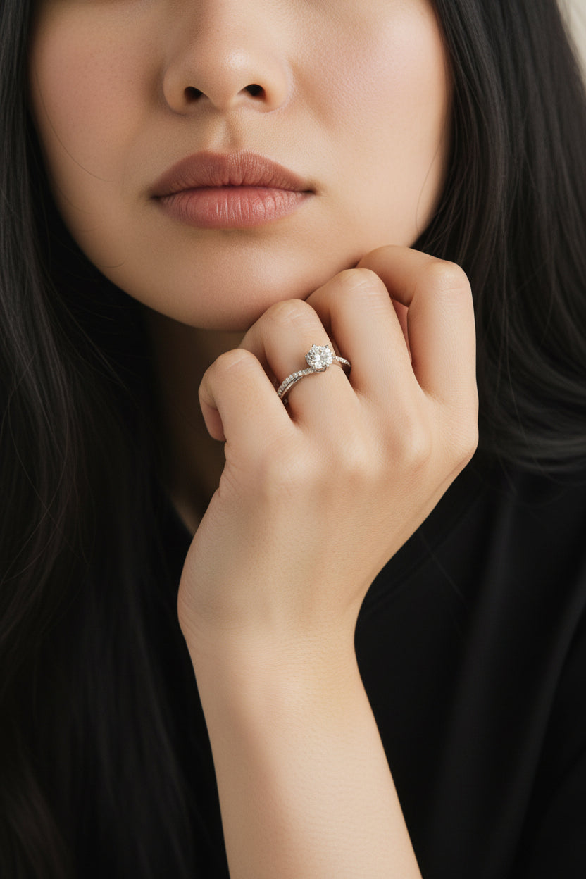 Sparkling Solitaire Engagement Ring in Sterling Silver