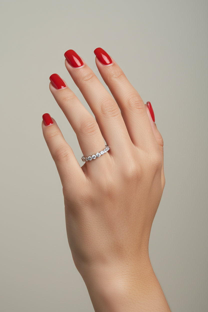 Sparkling Row Ring in Sterling Silver